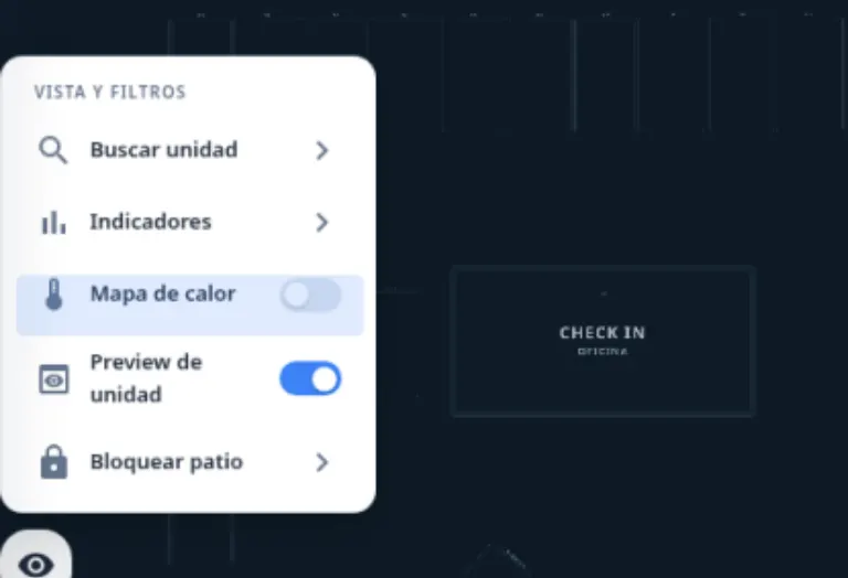 Vista y filtros del mapa: animación sobre una captura real de la app