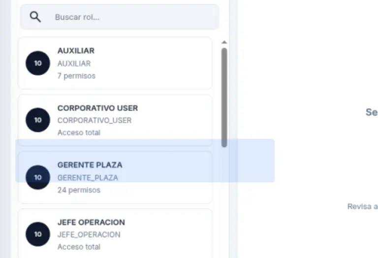 Roles y permisos: animación sobre una captura real de la app